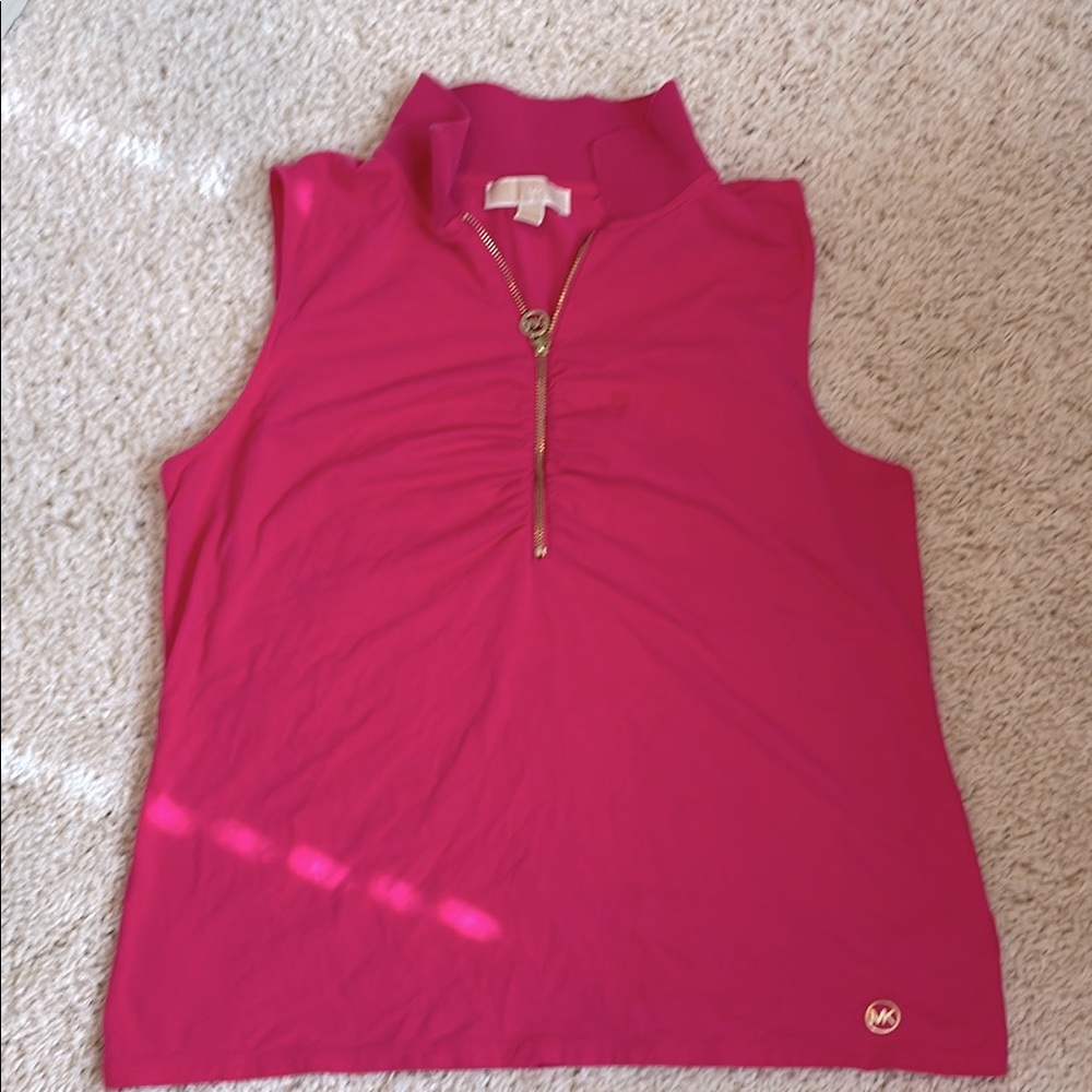 MICHAEL Michael Kors hit Pink Sleeveless Polo Tank xl gold